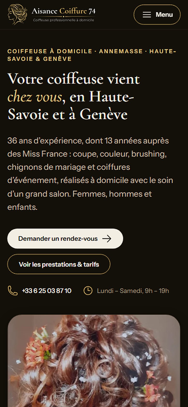 Site Aisance Coiffure 74 — version mobile