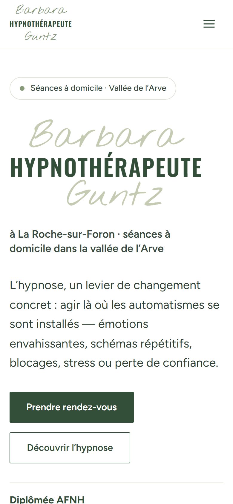 Site Barbara Guntz Hypnose sur téléphone