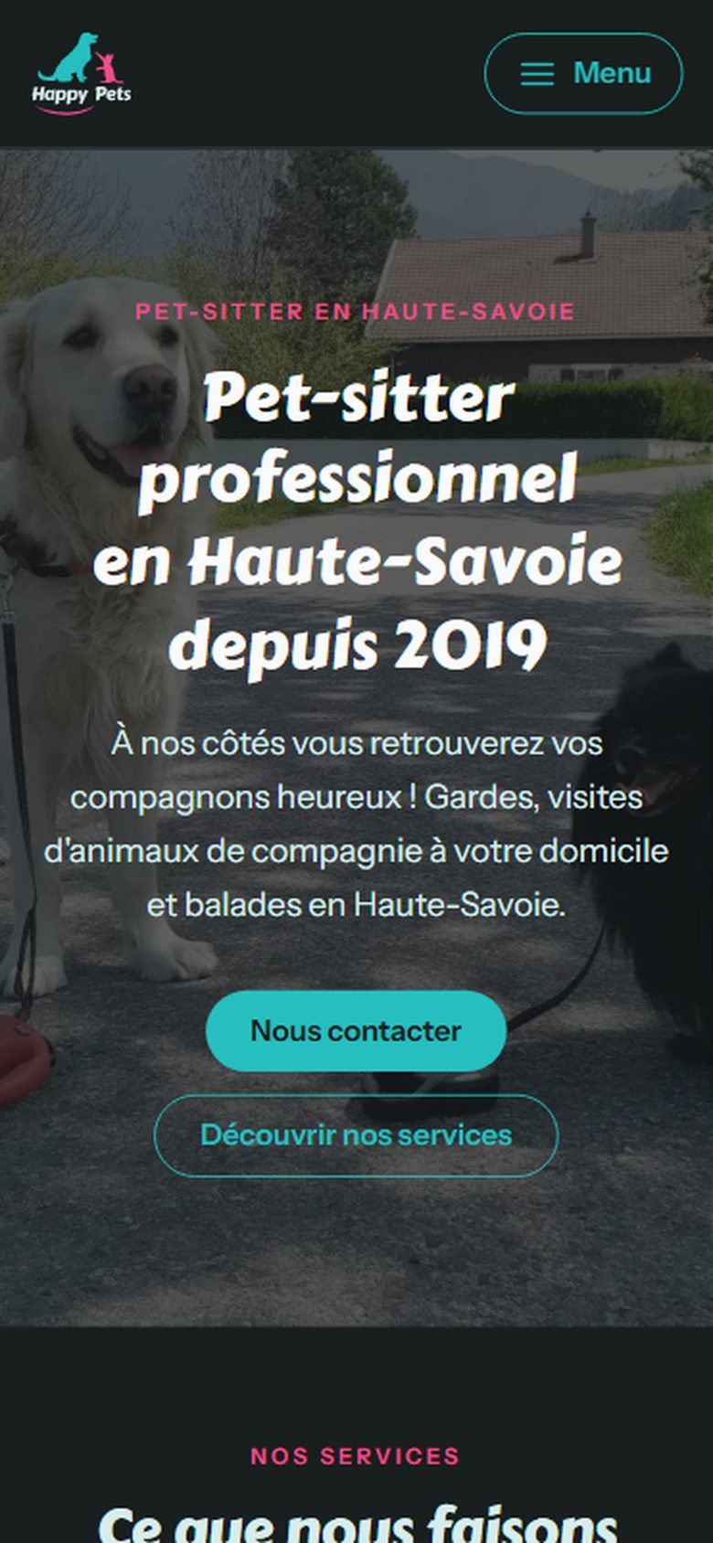 Site Happy Pets sur téléphone