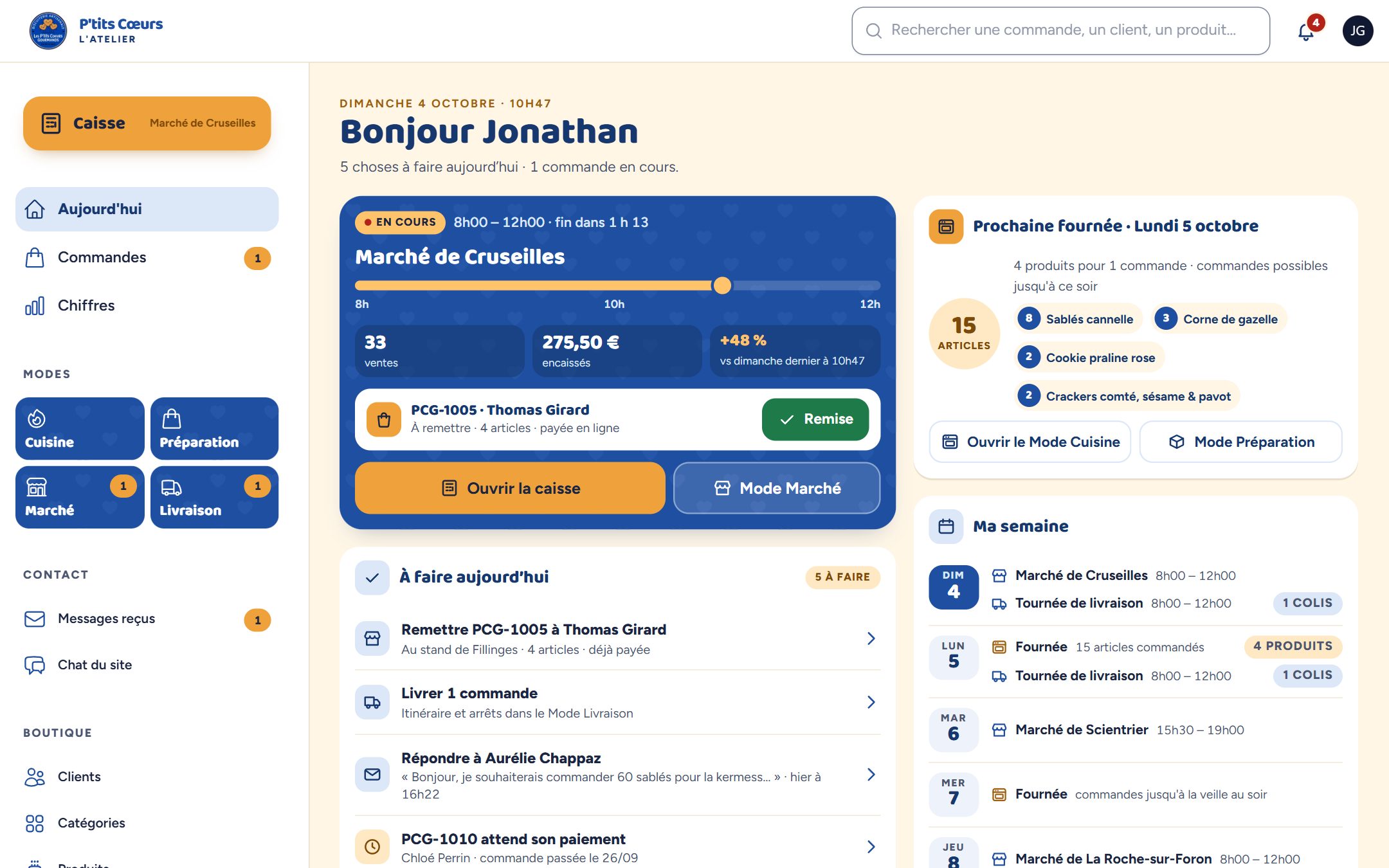 Application de gestion de Les P'tits Cœurs Gourmands