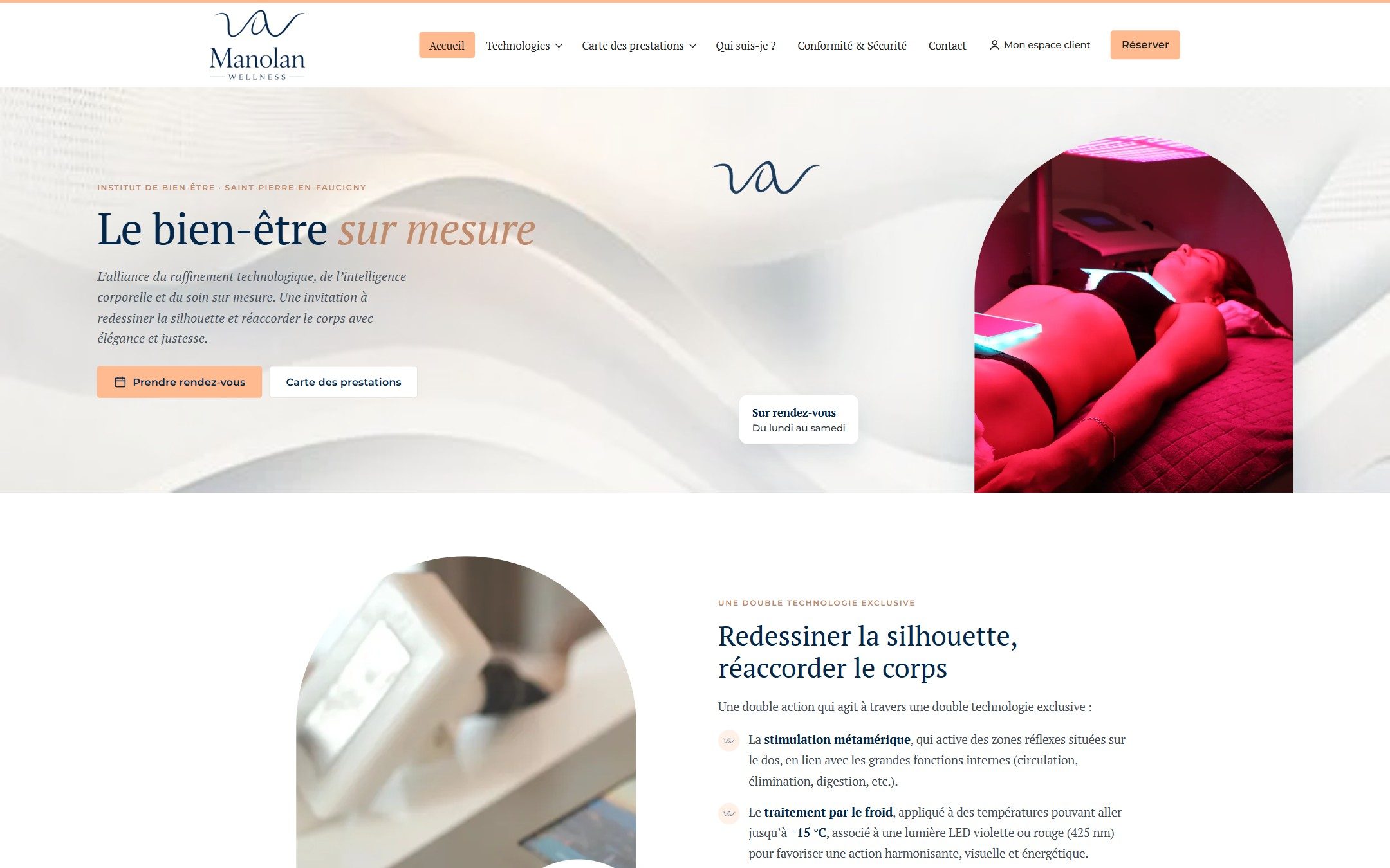 Site Manolan Wellness sur ordinateur