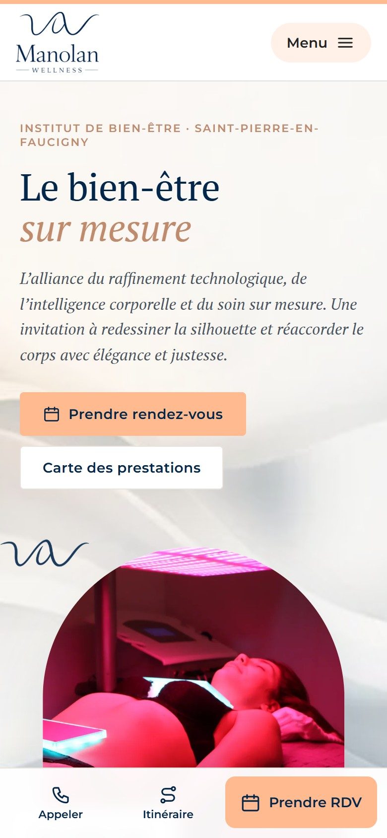 Site Manolan Wellness sur téléphone